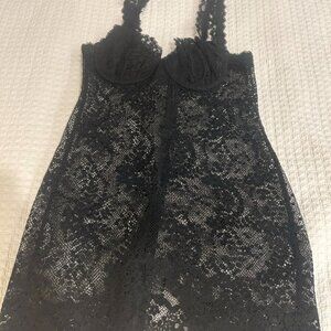 LA PERLA Lace Nightgown - Black - Size Small